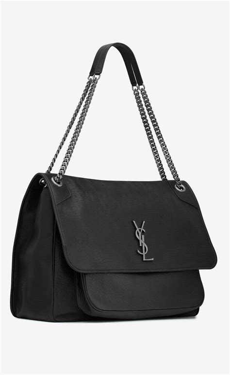 ysl monogram silver chain|SAINT LAURENT Grained Lambskin Monogram Oversized Niki .